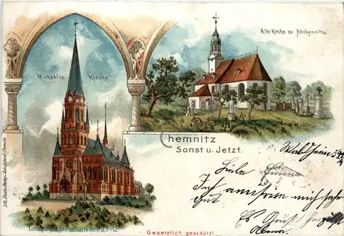 Chemnitz sonst und jetzt - Litho -91234