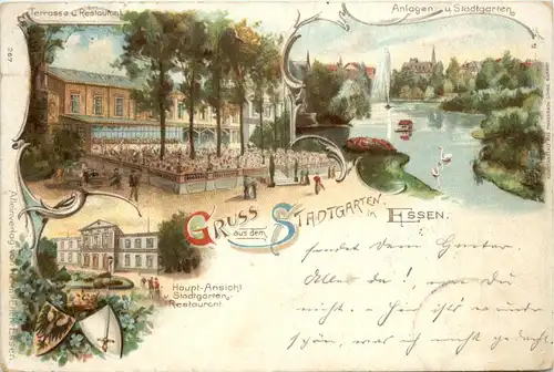 Essen - Gruss aus dem Stadtgarten - Litho -92192