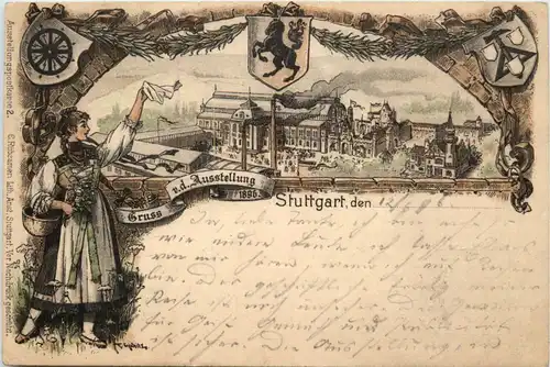 Gruss aus Stuttgart Ausstellung 1896 - Litho- Privatganzsache 1896 -90570