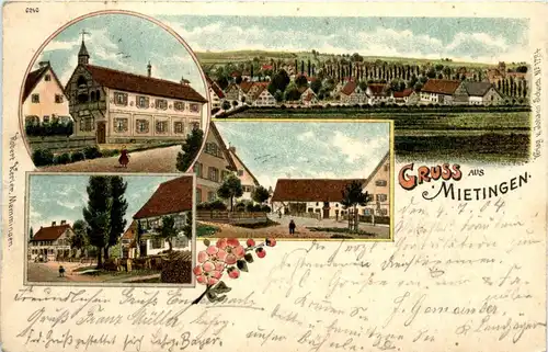 Gruss aus Mietingen - Litho -91674