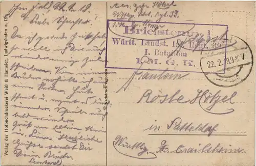 Leintrey-Kirche - Feldpost - Württem. Landsturm Inf. Regimaent -92636