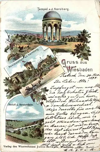 Gruss aus Wiesbaden - Litho -91714