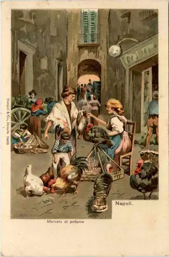 Napoli - Mercato di pollame - Litho -93530