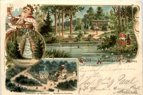 Gruss vom Königsborn bei Mainz - Litho -90870