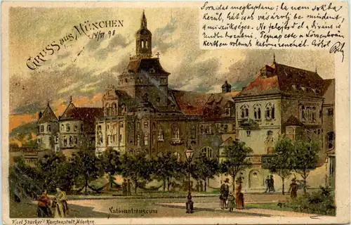 Gruss aus München - Nationalmuseum - Litho -93728