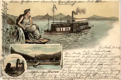 Trarbach - Moseldampfer - Litho 1897 -91030