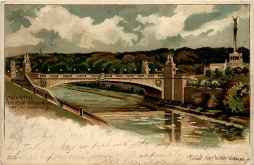 München - Prinz-Regent-Luitpold-Brücke nach der Vollendung - Litho -93778