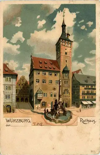 Würzburg - Rathaus - Litho -93658