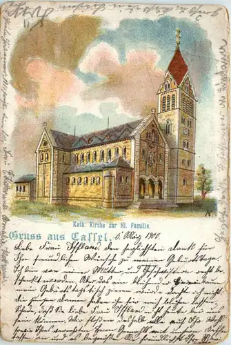 Gruss aus Kassel - Kath. Kirche zur hl. Familie - Litho -91710