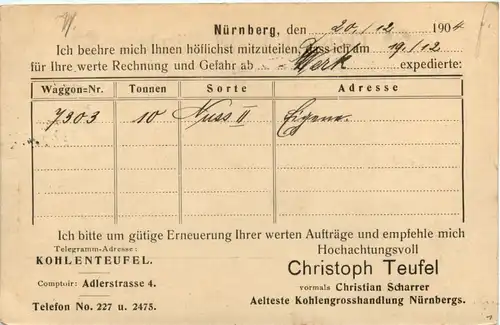 Nürnberg - Christoph Teufel Kohlen Grosshandlung -78724