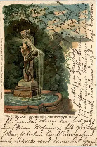 München - Gasteiger Brunnen- Litho -94226