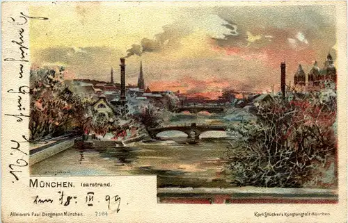 München - Isarstrand - Litho -92262