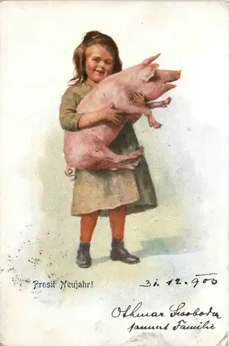 Neujahr - Kind mit Schwein -94466