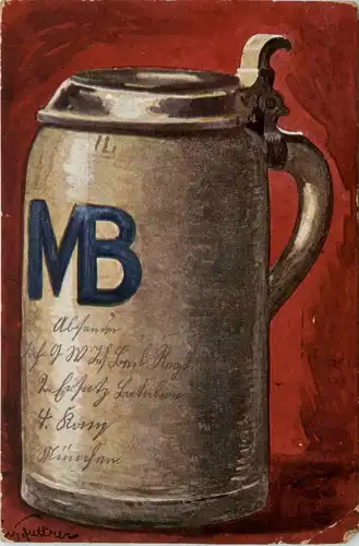 München - Gruss vom Mathäser - Bier - Litho -93744