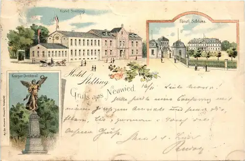 Gruss aus Neuwied - Hotel Stelting - Litho 1897 -93010
