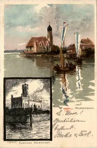 Wasserburg - Schloss Montfort - Künstlerkarte C. Biese -95620