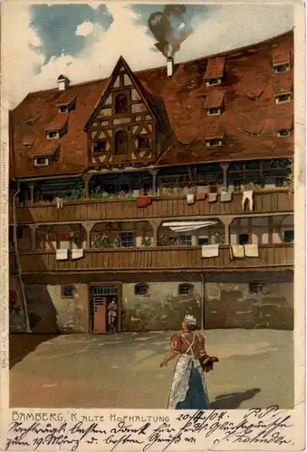Bamberg - Alte Hofhaltung - Litho -96890