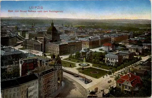 Leipzig, Blick vom neuen Rathaus nach dem Reichsgericht -367898