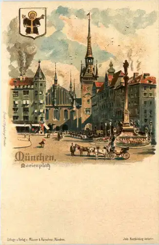 München - Marienplatz - Litho -95876