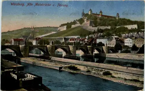 Würzburg, Alte Mainbrücke u. Festung -368212
