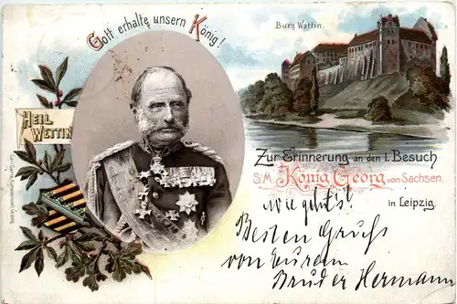 Leipzig - Besuch SM König Georg von Sachsen - Litho -94874