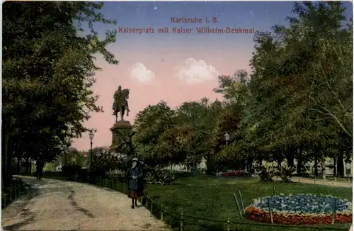 Karlsruhe, Kaiserplatz mit Kaiser Wilhelm-Denkmal -368386