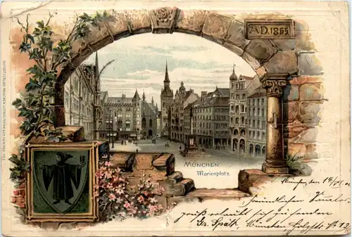 München - Marienplatz - Litho -95594