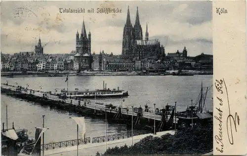 Köln, Totalansicht mit Schiffbrücke -368104
