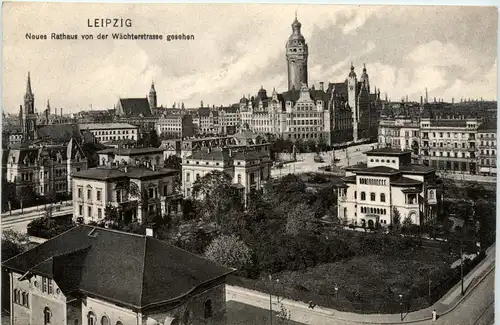Leipzig, Neues Rathaus von der Wächterrstrasse gesehen -368786