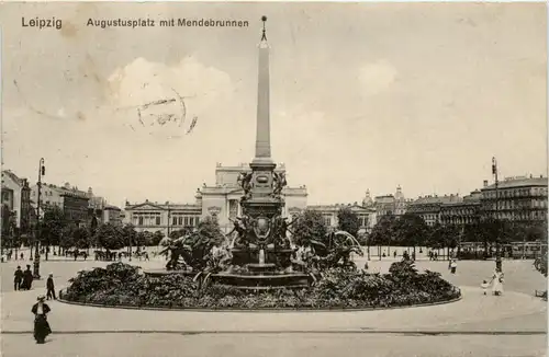 Leipzig, Augustusplatz mit Mendelbrunnen -369142