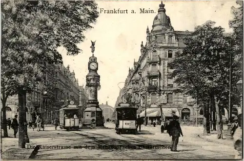 Frankfurt, Die Kaiserstrasse mit dem Mannskopfschen Uhrtürmchen -368724