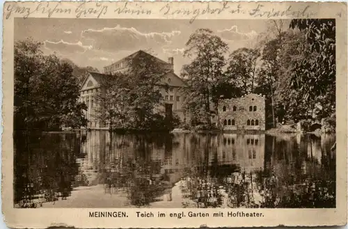 Meiningen, Teich im engl. Garten mit Hoftheater -370448