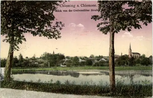 Chieming a. Chiemsee, Blick von der Grabenstätter Strasse -370472