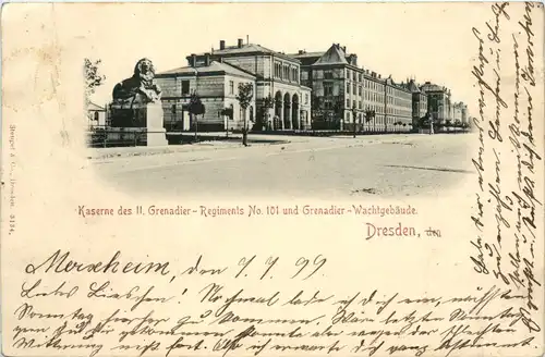 Dresden, Kaserne des II. Grenadier-Regiments mit Wachtgebäude -369546