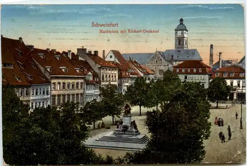 Schweinfurt, Marktplatz mit Rückert-Denkmal -370672