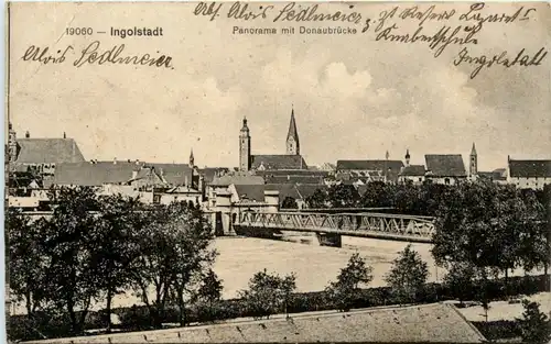 Ingolstadt, panorama mit Donaubrücke -370772