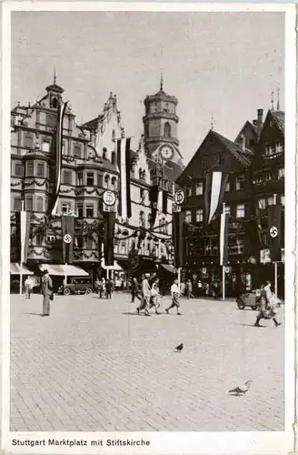 Stuttgart, Marktplatz mit Stiftskirche -370868