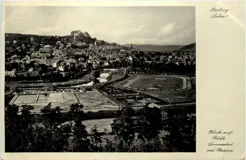 Marburg, Blick auf Städt. Sommerbad und Stadion -369444