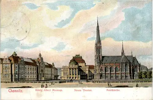 Chemnitz, König Albert Museum, Neues Theater, Petrikirche -371712