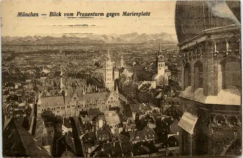 München, Blick vom Frauenturm gegen Marienplatz -370284
