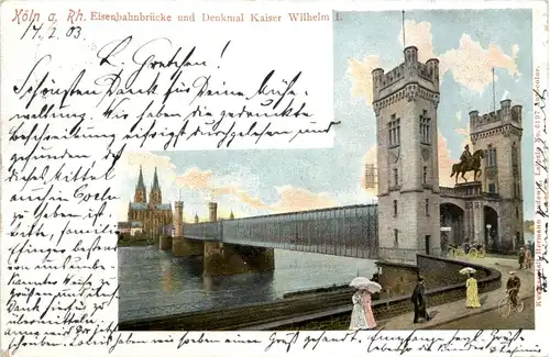 Köln, Eisenbahnbrücke und Denkmal kaiser Wilhelm -368900