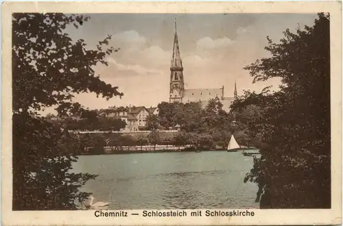 Chemnitz, Schlossteich mit Schlosskirche -368960