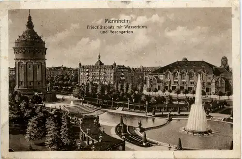 Mannheim, Friedrichsplatz mit Wasserturm und Rosengarten -369160