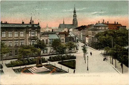Zwickau, Kaiser Wilhelmsplatz mit Bismarckdenkmal -371722