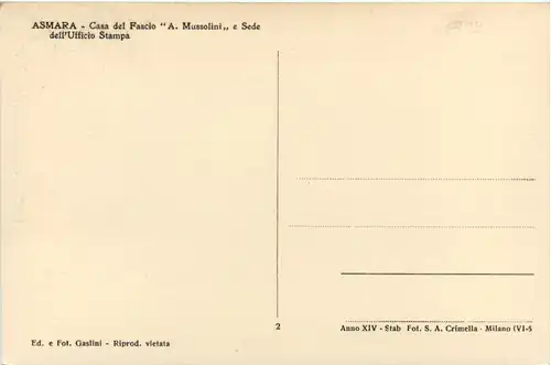 Asmara - Casa del Fascio A Mussolini -101856