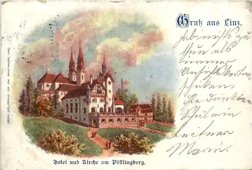 Gruss aus Linz - Hotel und Kirche am Pöstlingberg -101210