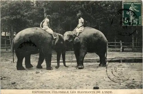Paris - Exposition Coloniale les Elephants de India -101978