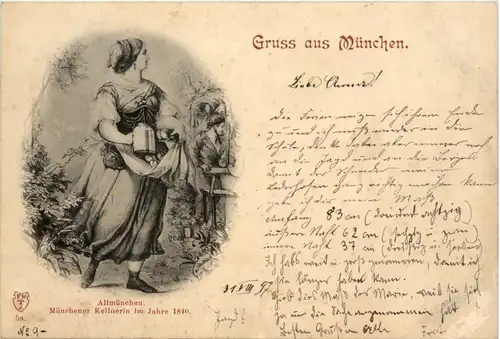 München, Grüsse, Altmünchen Kellnerin 1840 -371680
