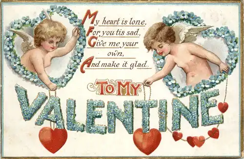 To my Valentine - Engel - Prägekarte -97182