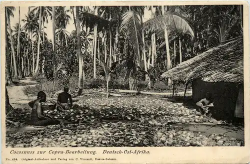 Deutsch Ost Afrika - Cocosnuss zur Copra Bearbeitung -98034